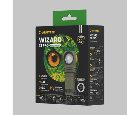 Latarka czołowa Armytek Wizard C2 Pro Magnet USB Olive White