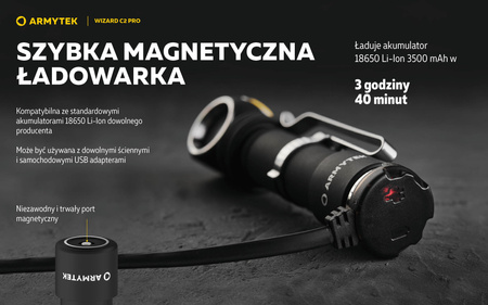 Latarka czołowa Armytek Wizard C2 Pro Magnet USB Warm
