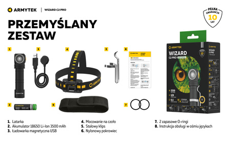 Latarka czołowa Armytek Wizard C2 Pro Magnet USB Warm