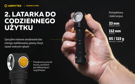 Latarka czołowa Armytek Wizard C2 Pro Magnet USB Warm